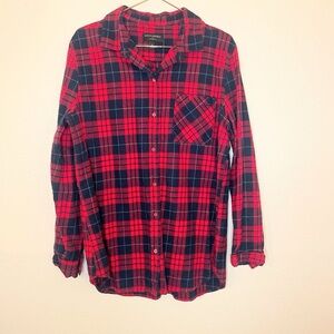Banana Republic Red Plaid Preppy Classic Flannel Shirt XL